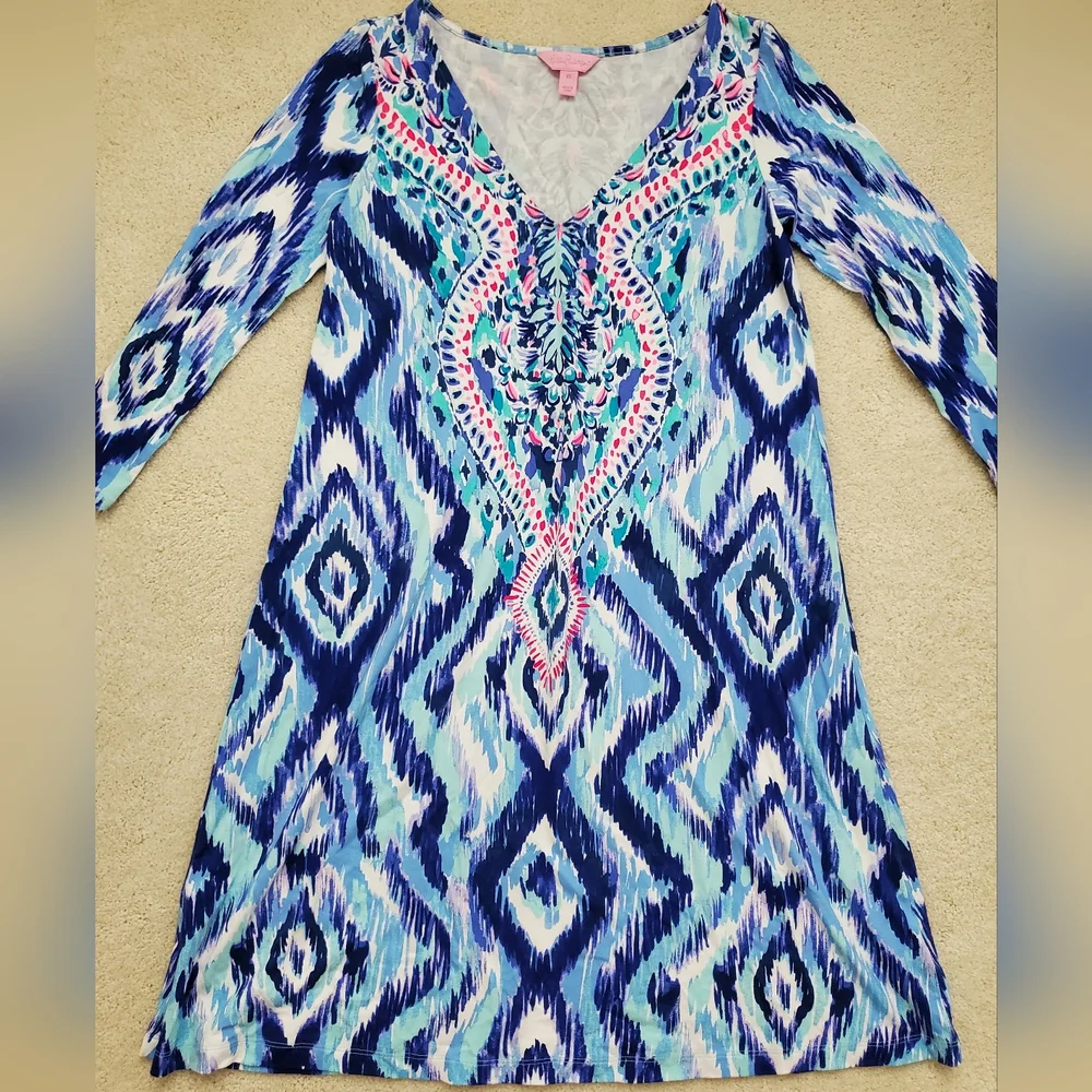Lilly Pulitzer Ophelia Swing Dress in Blue Swish Skipped a Beach szXS
